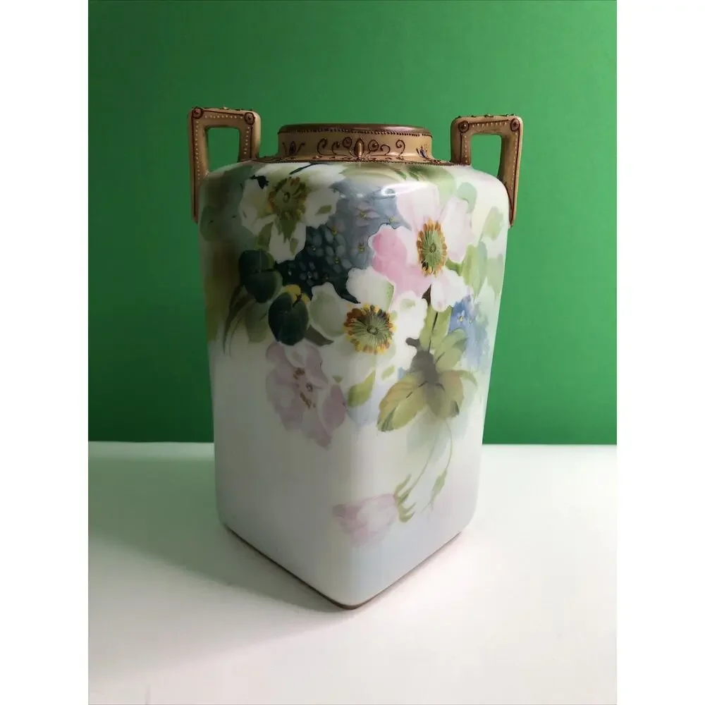 IMPERIAL NORITAKE NIPPON HAND PAINTED VASE OLD ROSES ART NOUVEAU MORIAGE C 1910